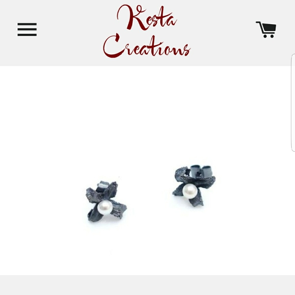 Kesta Creations Pearl and Silver Earrings